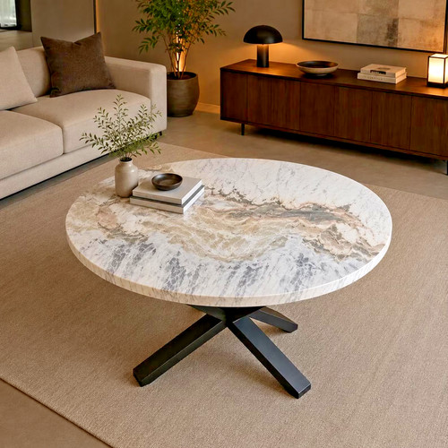 Round marble coffee - marble, table