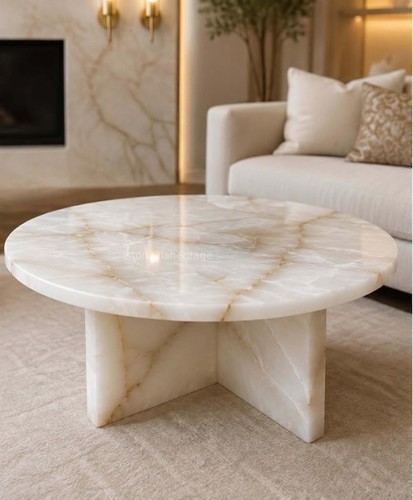 White onyx coffee table - table, –