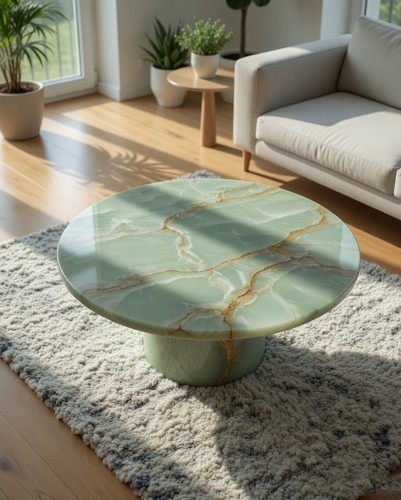 Green onyx round - green, coffee