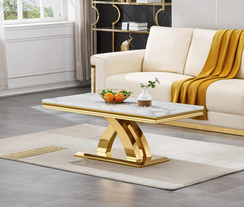 Coffee table with - 46.8", marble