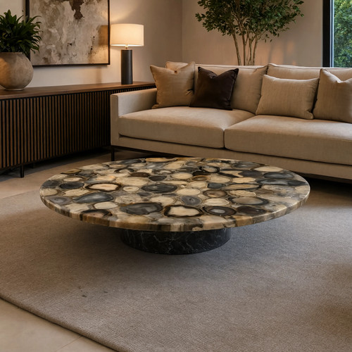 Brown agate coffee table - brown, –