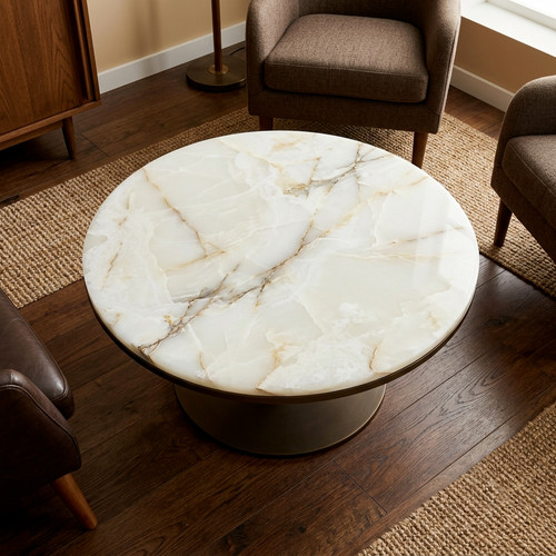 White onyx coffee table - white,