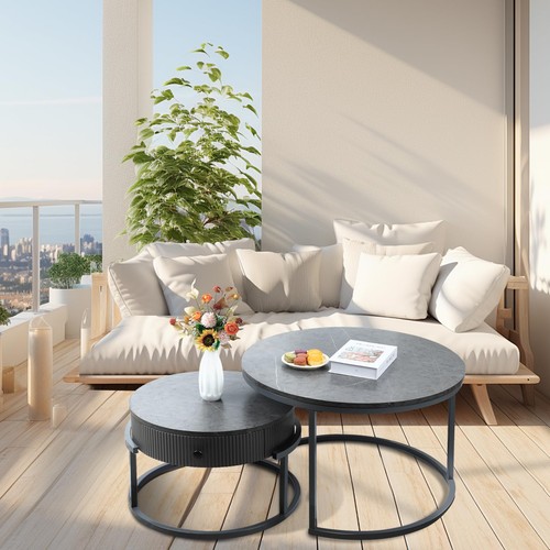 Round nesting coffee - nesting, tables