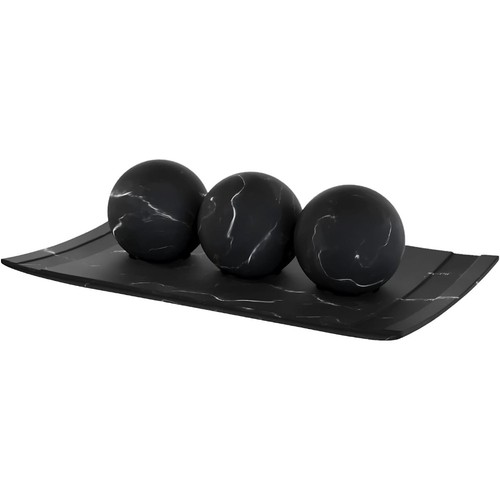 Black marble bowl orb set - bowl,