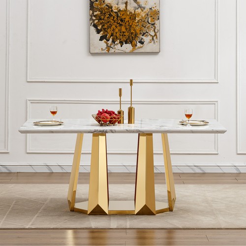 Faux marble dining table - marble,