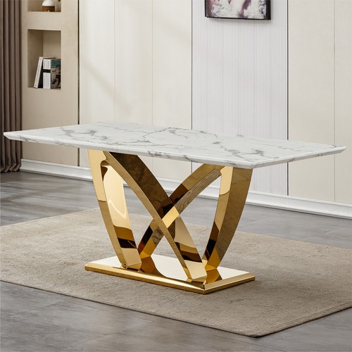 Faux marble dining table - marble,
