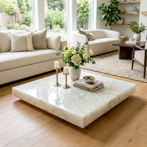 White onyx round - white, coffee