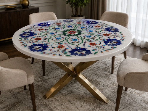 Handmade white marble - handmade, inlay