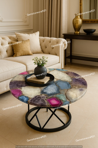 Mixed agate coffee table top - agate,
