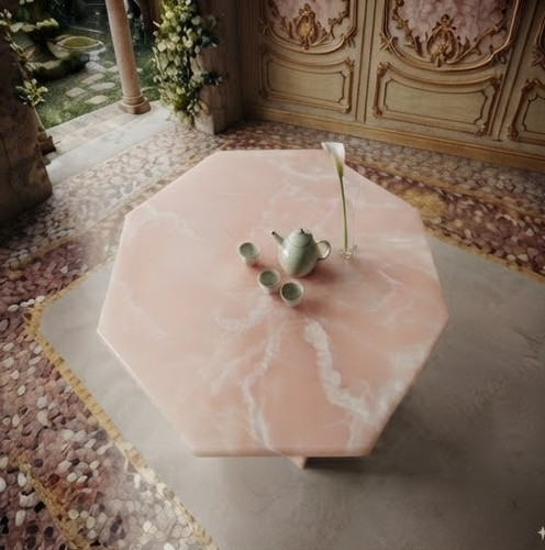 Handmade pink onyx table top - top, |