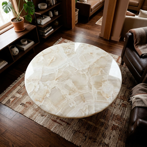 White onyx coffee table top - white,