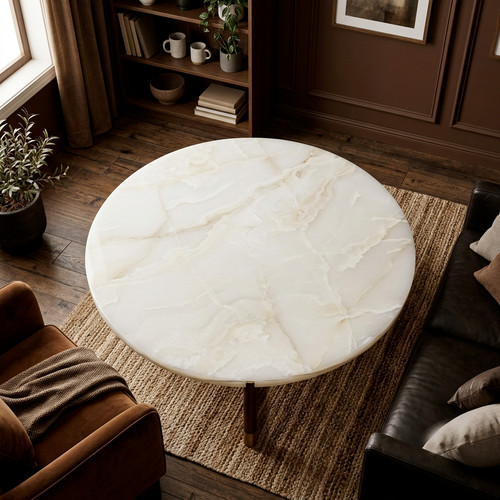 White onyx coffee table - table, top