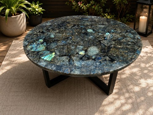 Round labradorite table top - round,
