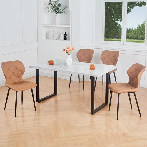 Wooden table with marble - with,